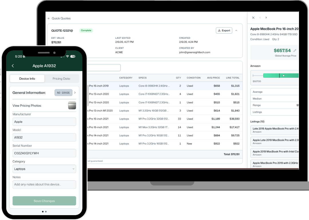 GreenSight product demo mockup